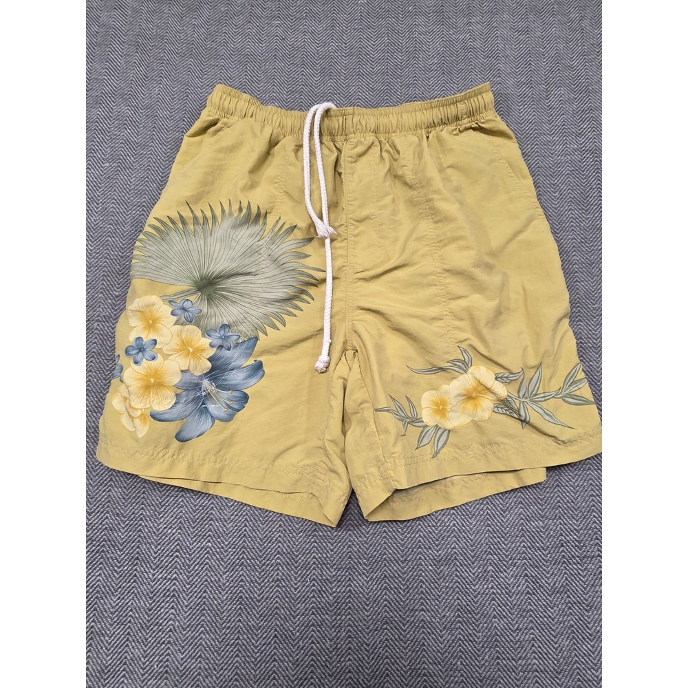 Tommy Bahama Paradise Nation Mens Yellow Tropical Floral Swim Trunks Shorts‎ 29W